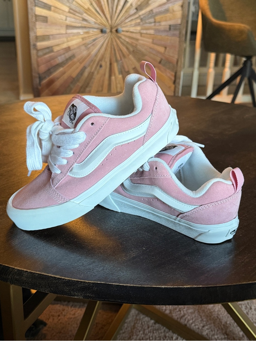 Vans Kids Light Pink Low-Top Sneakers with White Stripe